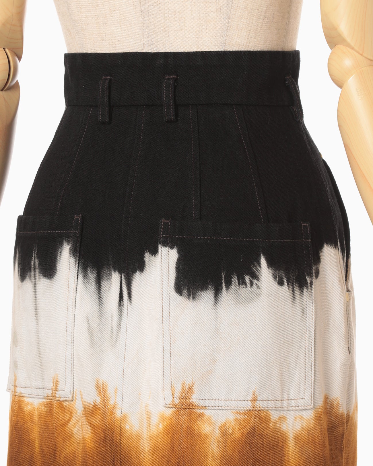 Gradient Dye A-Line Denim Skirt - brown