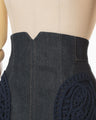 Cord Embroidery Detail Denim Skirt - navy