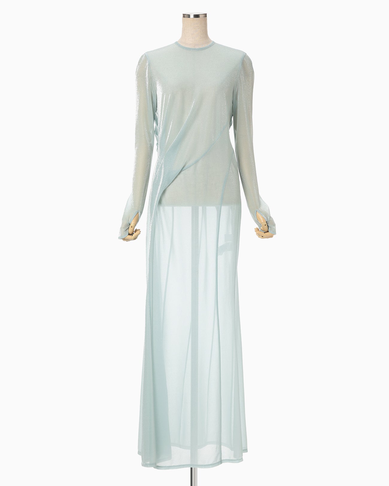 Lamé Jersey Classic Sheer Dress - mint green