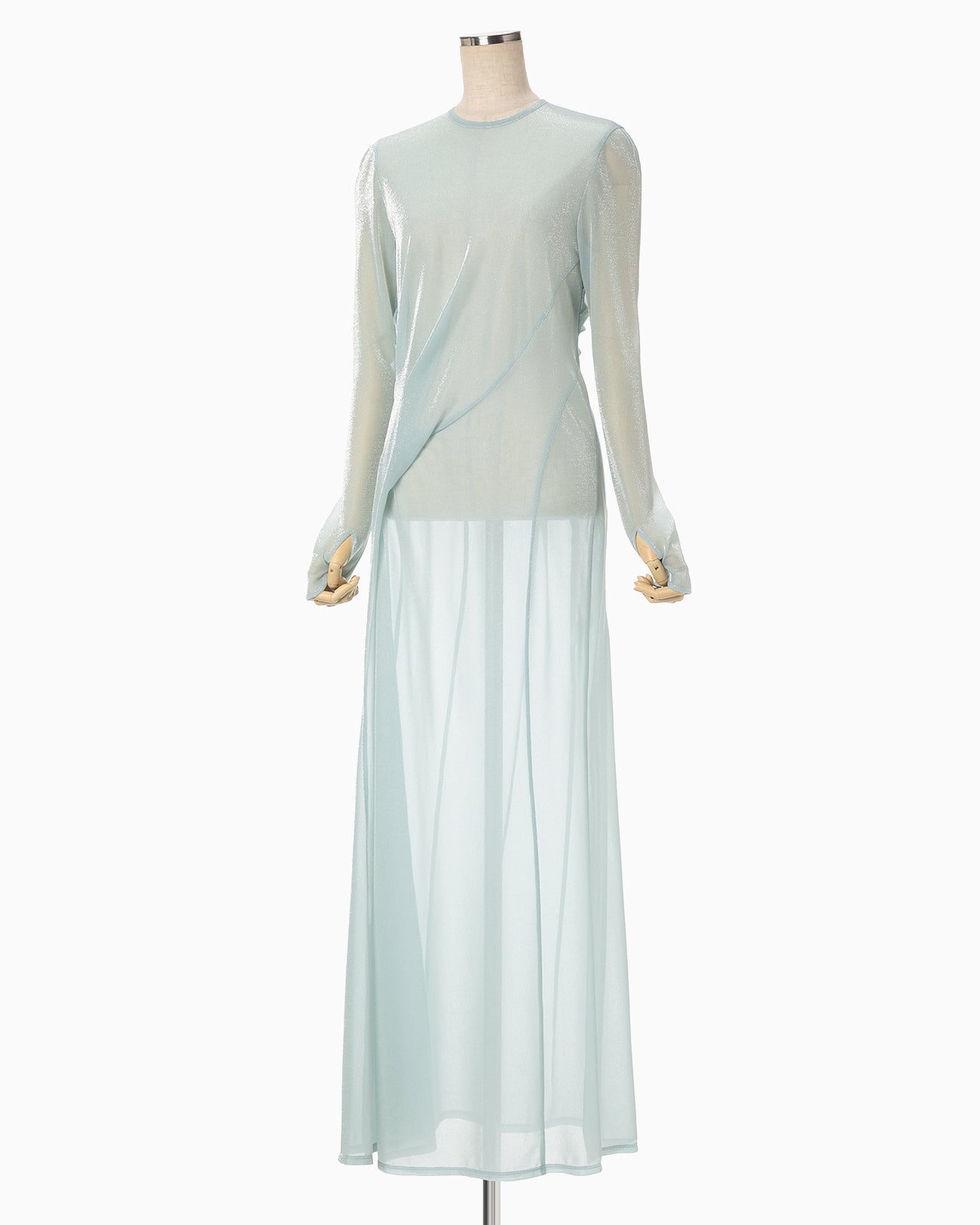 Lamé Jersey Classic Sheer Dress - mint green