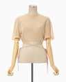 Lamé Jersey Cropped Sheer Top - beige