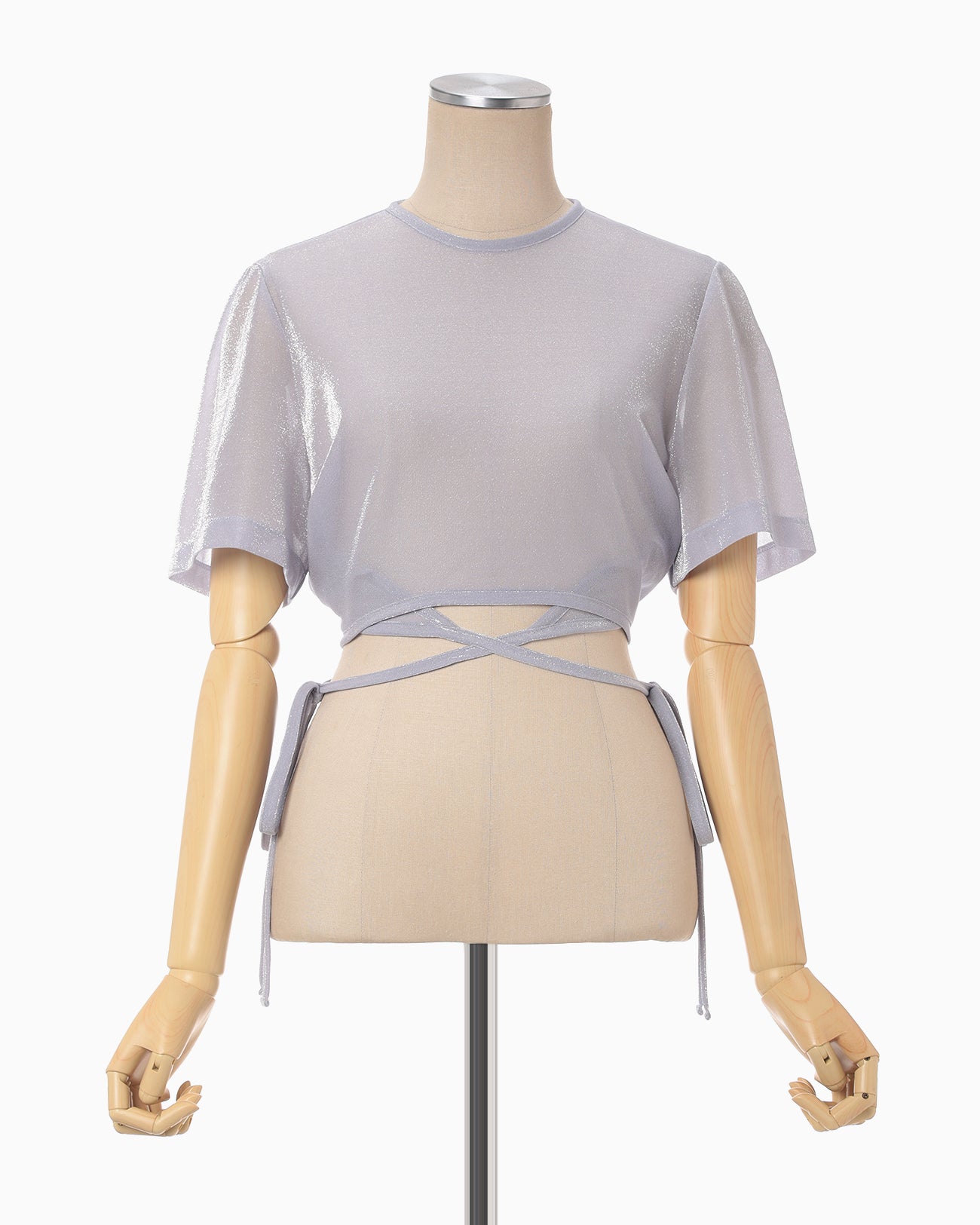 Lamé Jersey Cropped Sheer Top - purple
