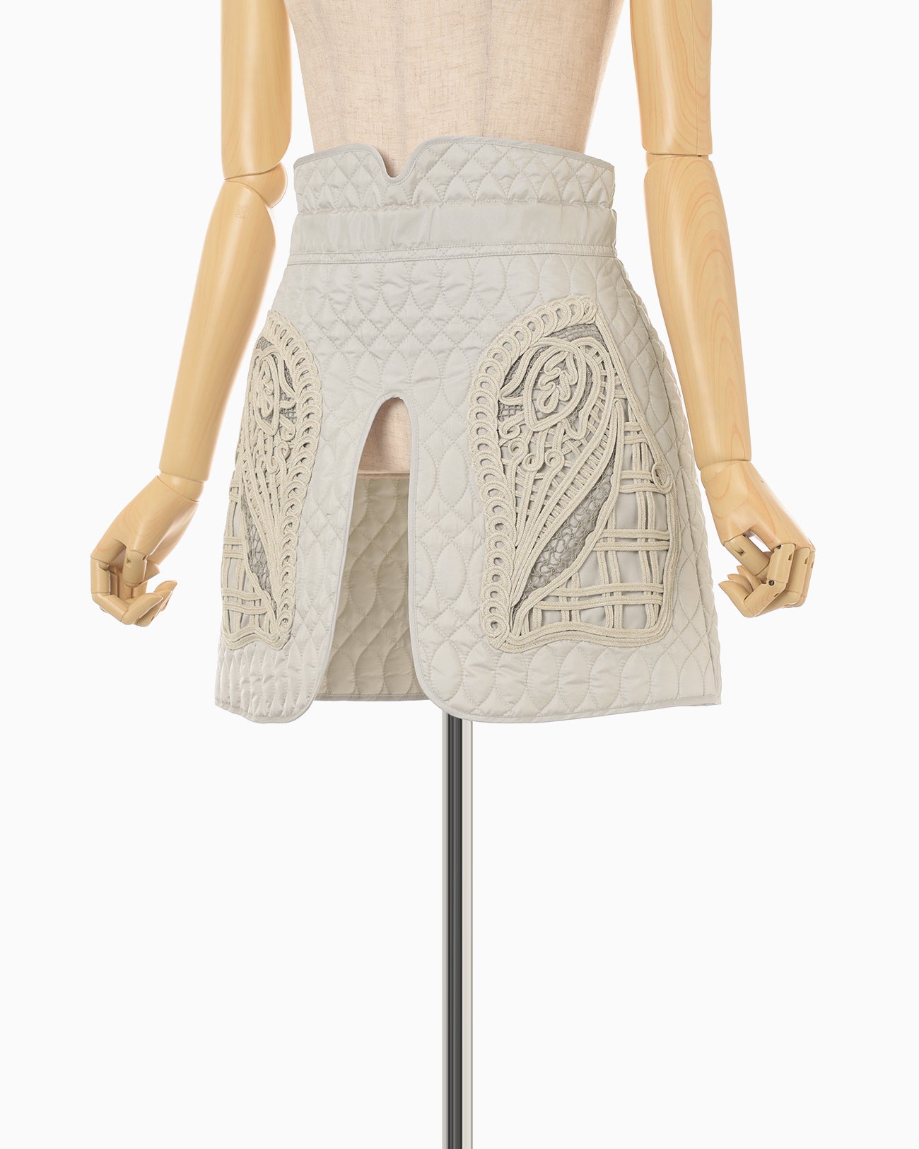 Cording Embroidery Quilted Wrapped Skirt - ecru