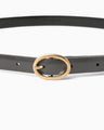 Cow Hide Leather Narrow Belt - grey