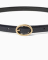 Cow Hide Leather Narrow Belt - navy