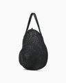 Cording Embroidery Round Shape Bag - black