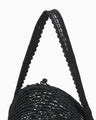 Cording Embroidery Round Shape Bag - black