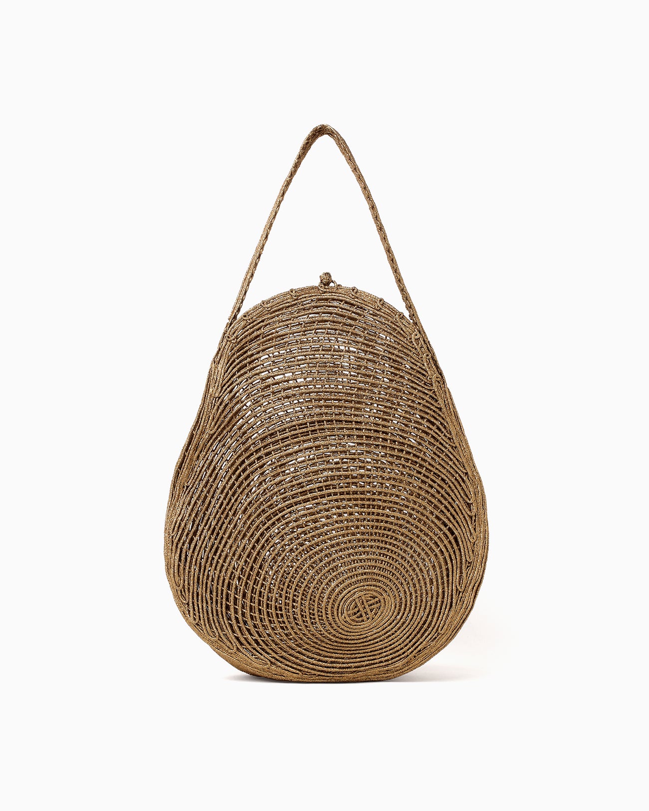 Cording Embroidery Round Shape Bag - gold