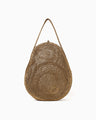 Cording Embroidery Round Shape Bag - gold