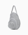 Cording Embroidery Round Shape Bag - silver