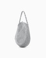 Cording Embroidery Stone Round Shape Mini Bag - silver