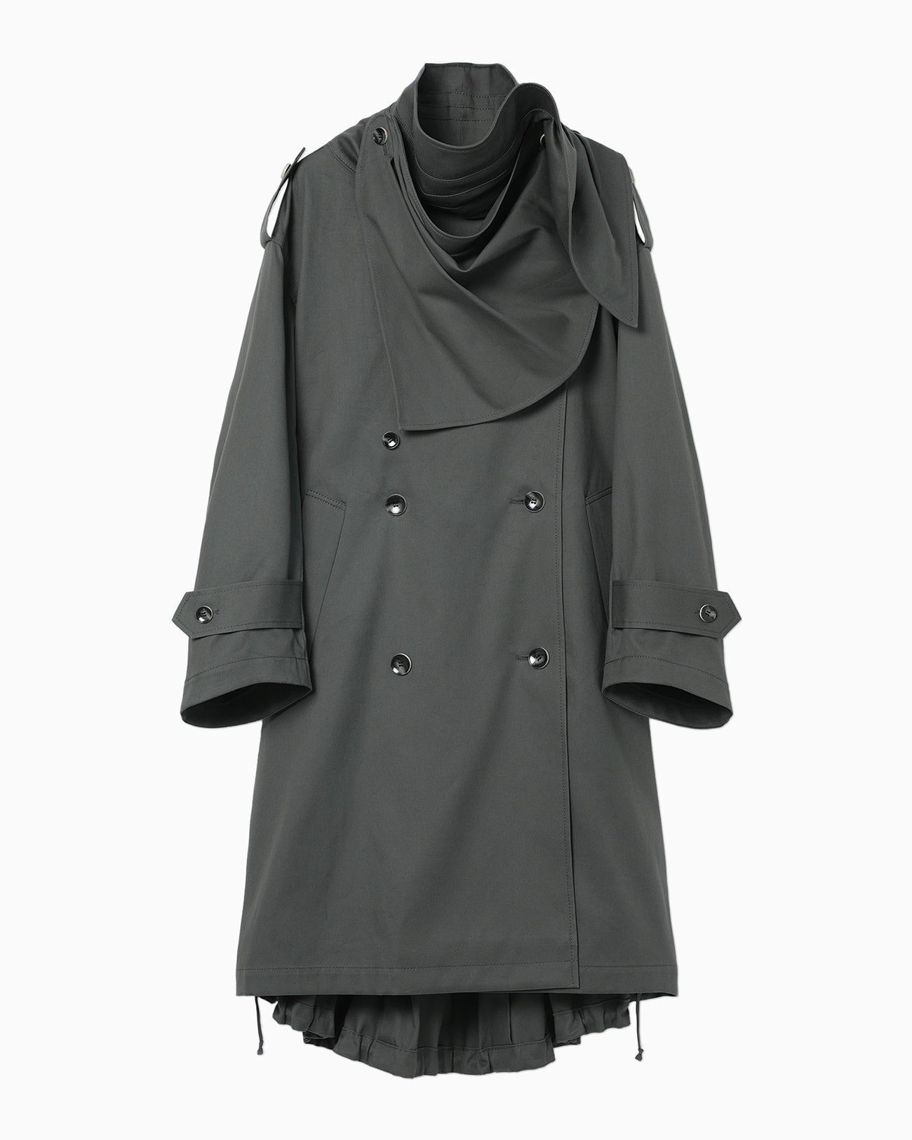 Oversized Organic Cotton Twill Trench Coat - grey