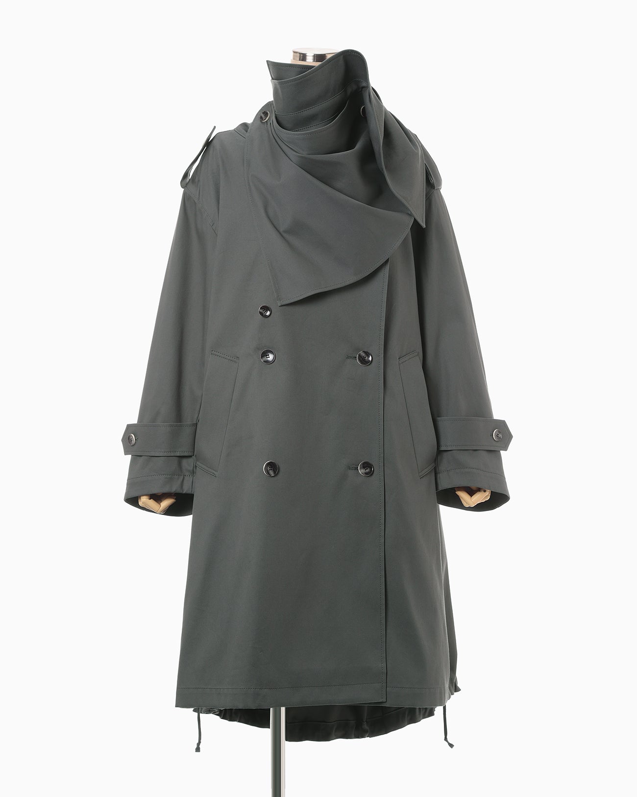 Oversized Organic Cotton Twill Trench Coat - grey