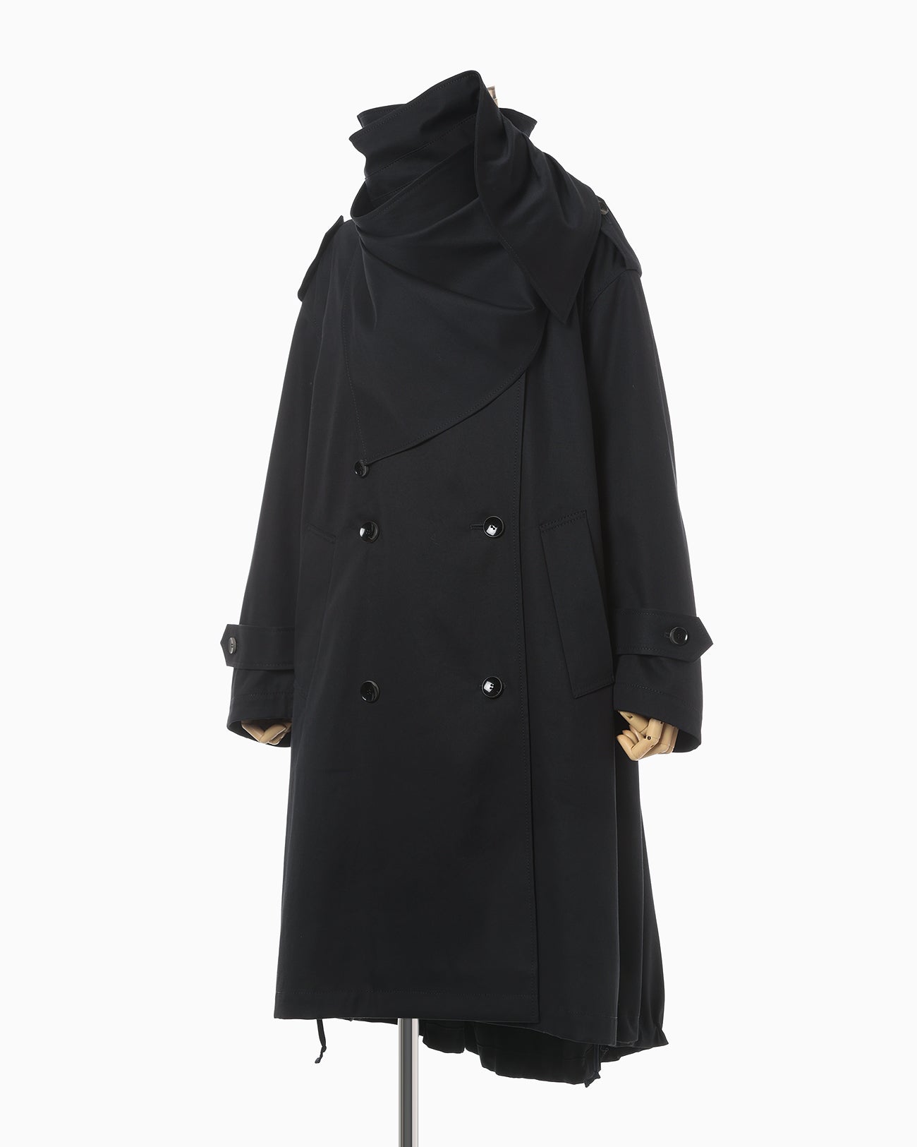 Oversized Organic Cotton Twill Trench Coat - navy