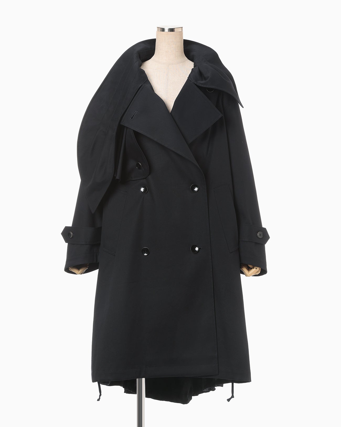 Oversized Organic Cotton Twill Trench Coat - navy