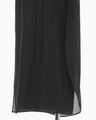 Botanical Motif Sheer Sleeveless Wrap Dress - black