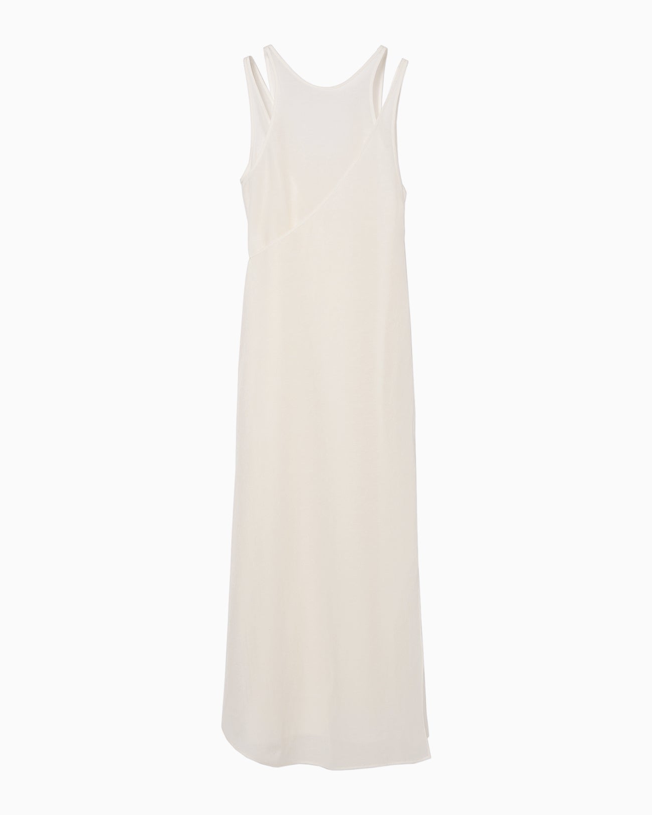 Botanical Motif Sheer Sleeveless Wrap Dress - white