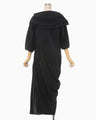 Volume Drape Wide Collar Dress - black