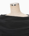 Volume Drape Wide Collar Dress - black