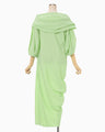 Volume Drape Wide Collar Dress - light green