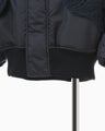 Cording Embroidery Collarless Flight Jacket - navy