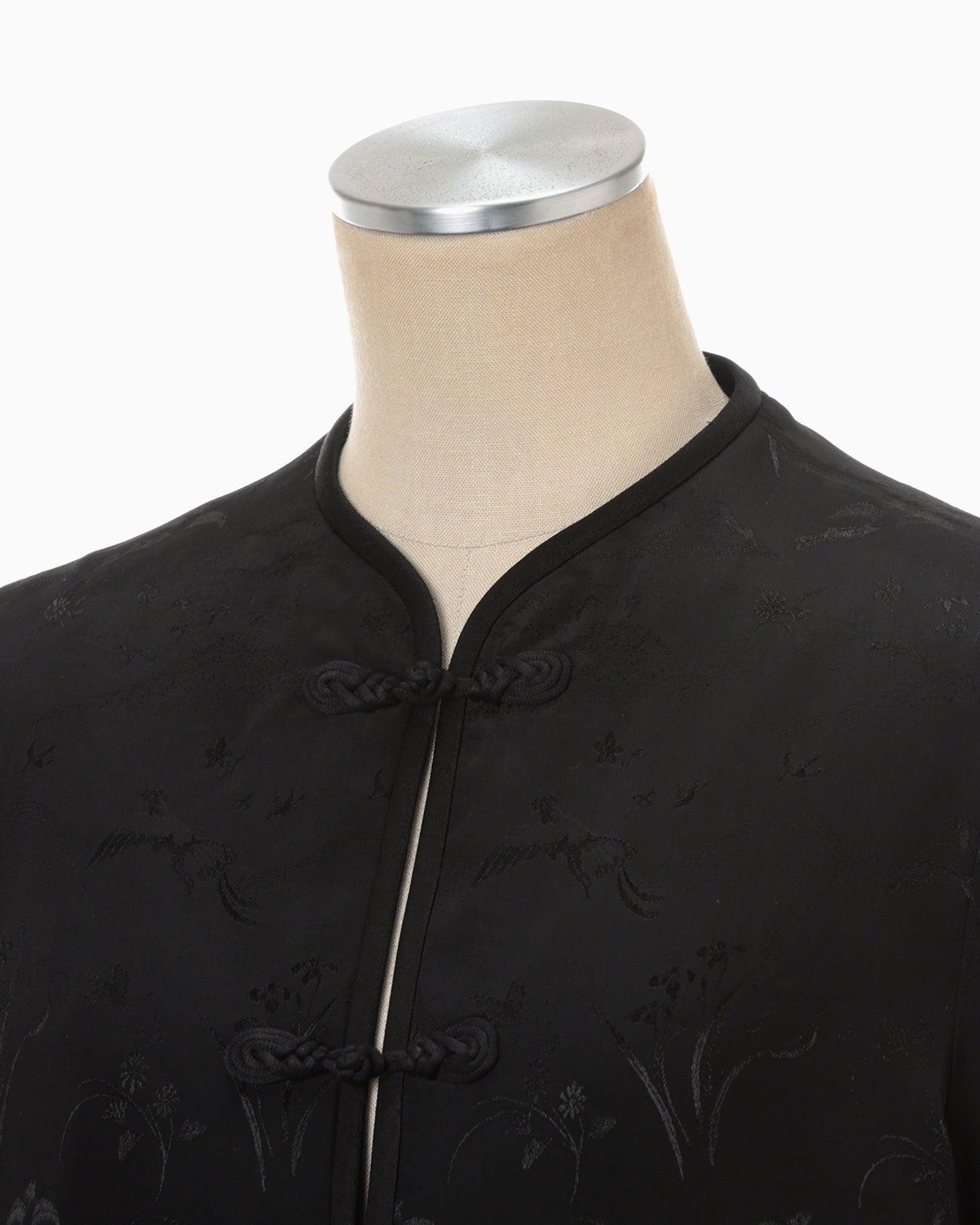 Viscose Rayon Floral Jacquard Silk Filling Jacket - black