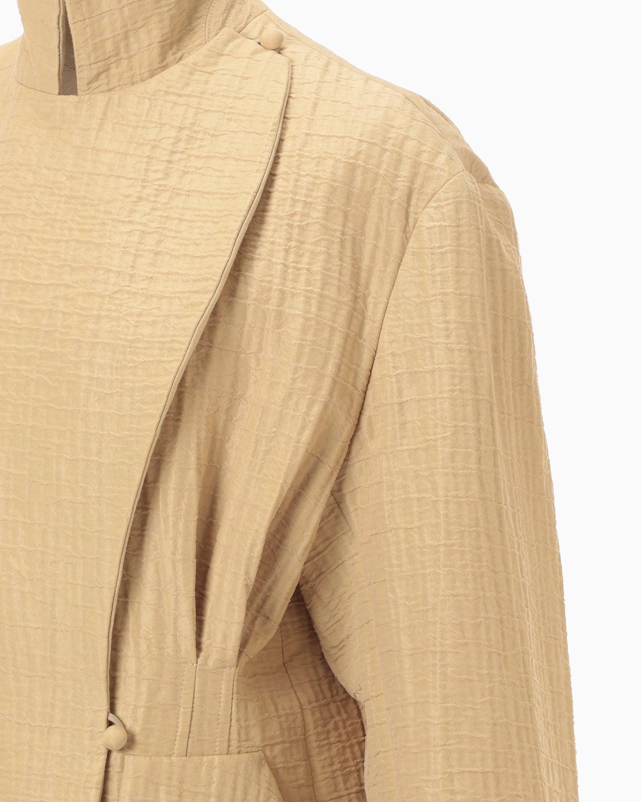 Grain Finish Flap Front Jacket - beige