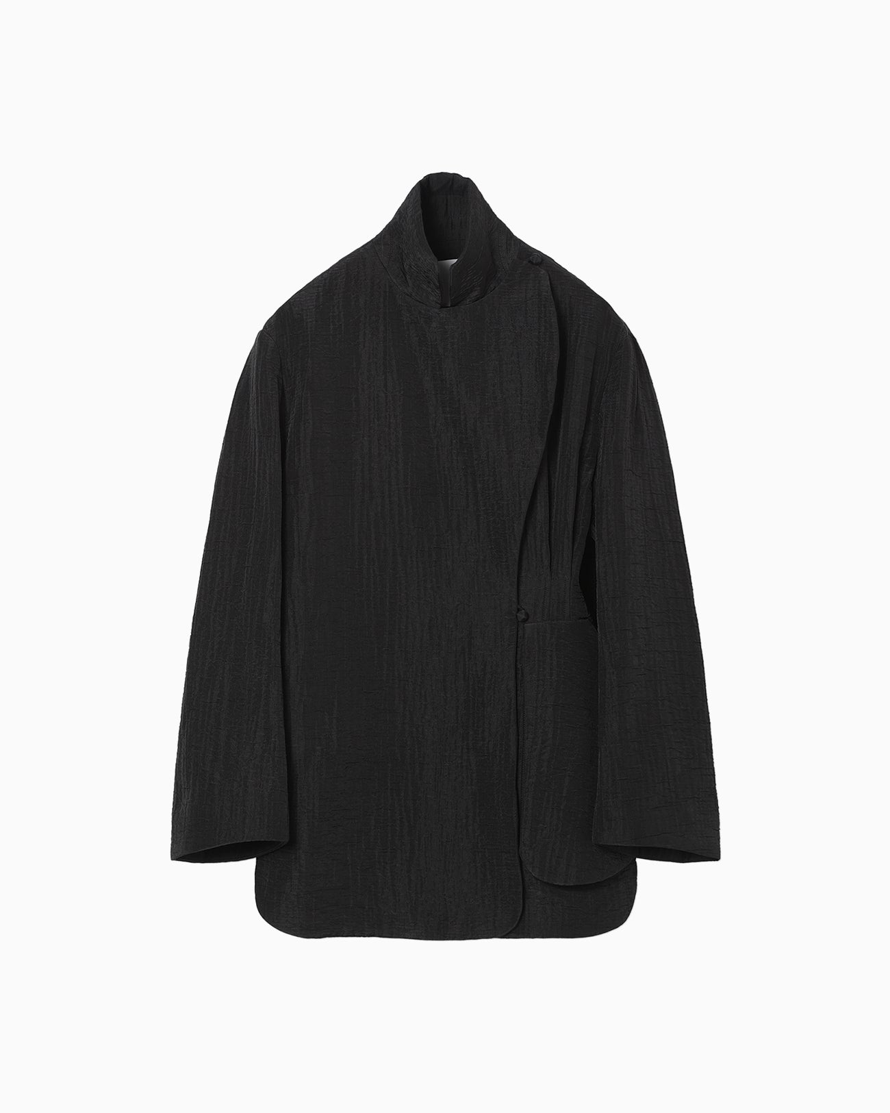 Grain Finish Flap Front Jacket - black