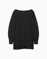 Oversized Cotton Boat Neck Top - black