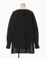 Oversized Cotton Boat Neck Top - black