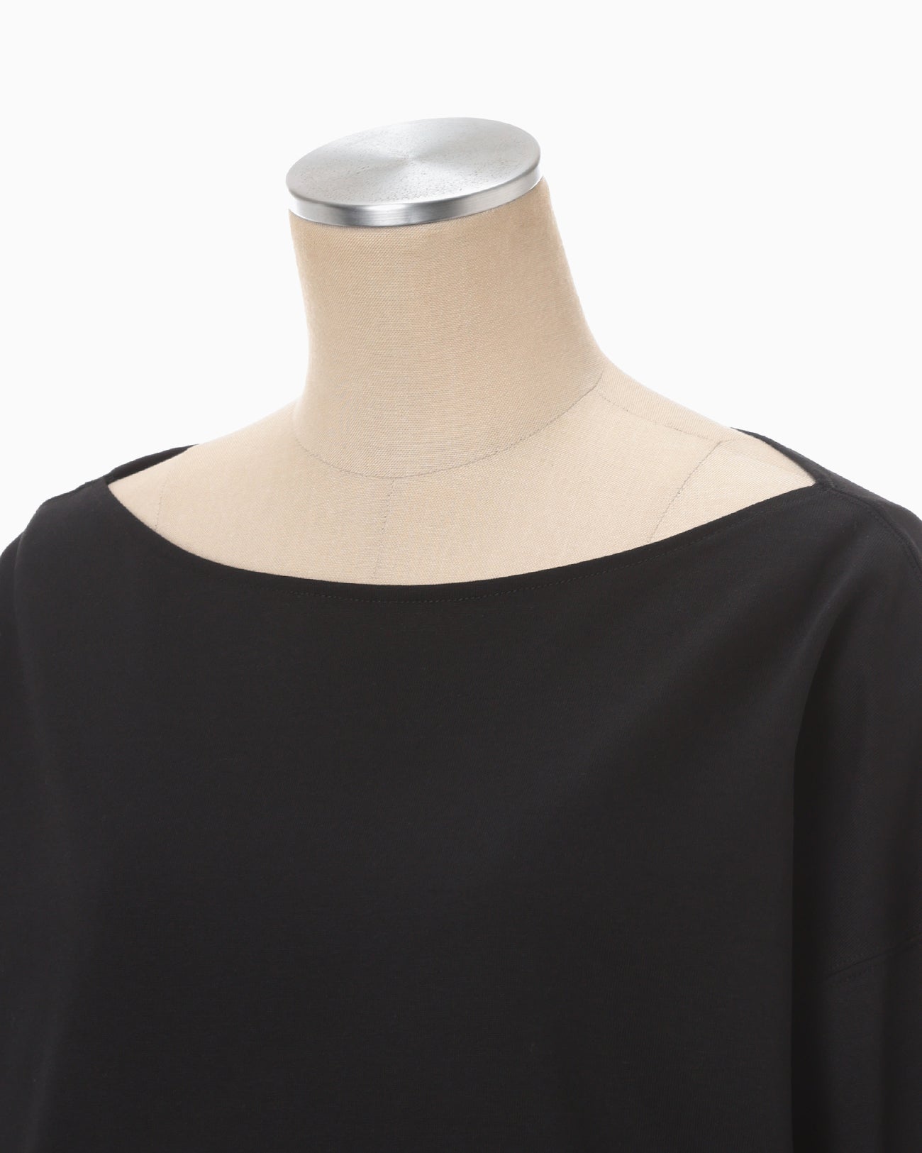 Oversized Cotton Boat Neck Top - black