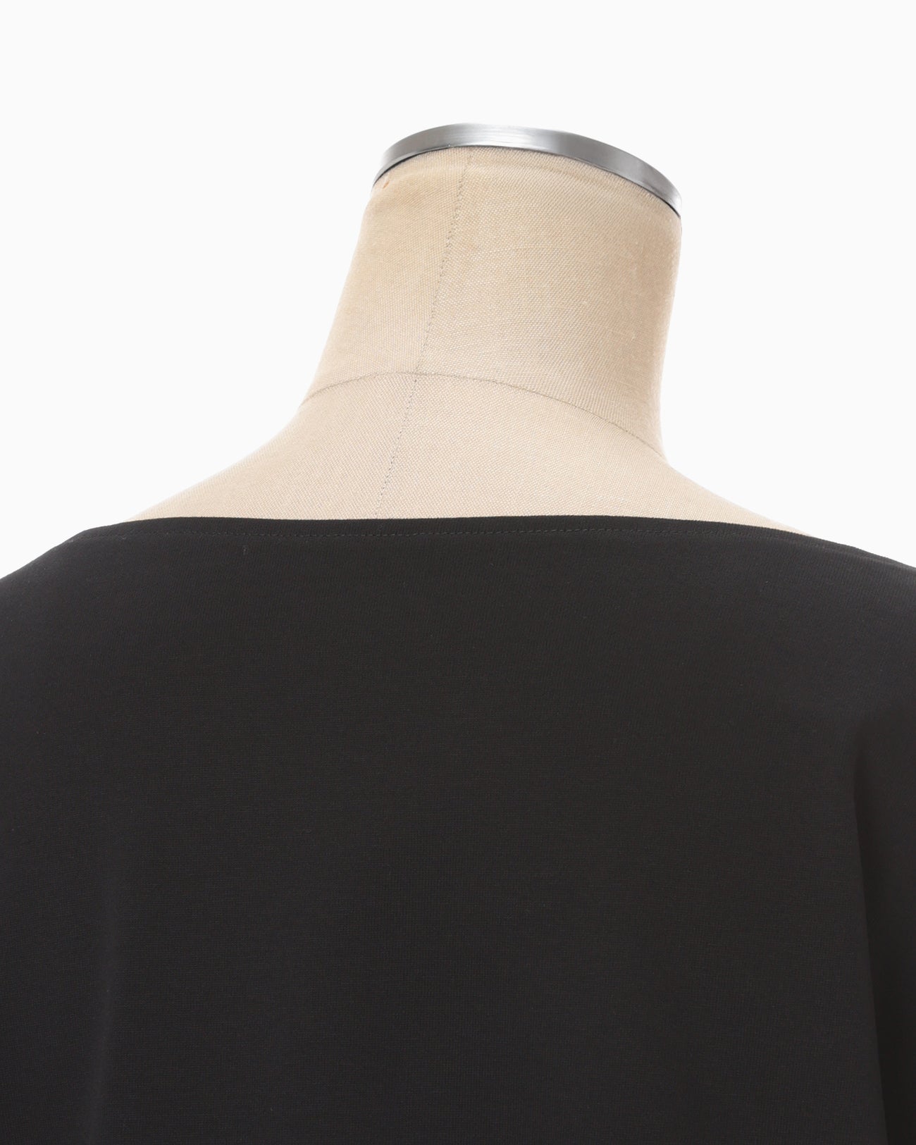 Oversized Cotton Boat Neck Top - black