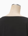 Oversized Cotton Boat Neck Top - black