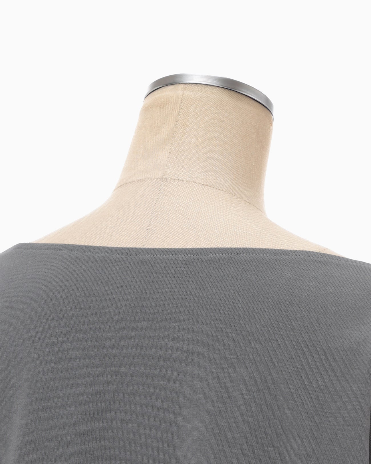 Oversized Cotton Boat Neck Top - grey