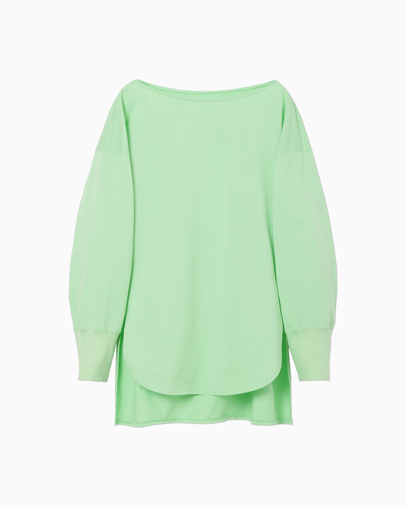 Oversized Cotton Boat Neck Top - light green