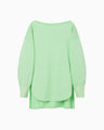 Oversized Cotton Boat Neck Top - light green