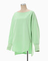 Oversized Cotton Boat Neck Top - light green