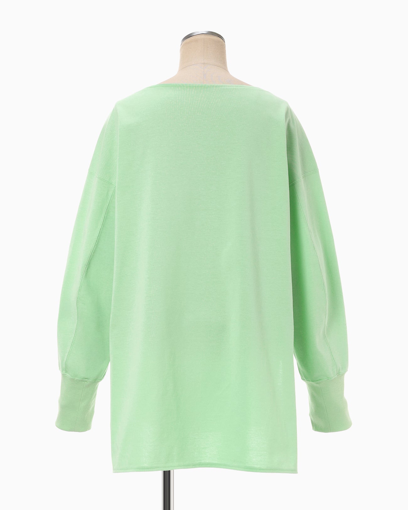 Oversized Cotton Boat Neck Top - light green