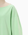 Oversized Cotton Boat Neck Top - light green