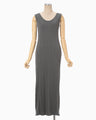 Random Ribbed Organic Cotton 2way Dress - grey