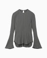 Random Ribbed Organic Cotton Long Sleeve Top - grey