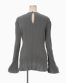 Random Ribbed Organic Cotton Long Sleeve Top - grey