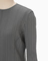 Random Ribbed Organic Cotton Long Sleeve Top - grey