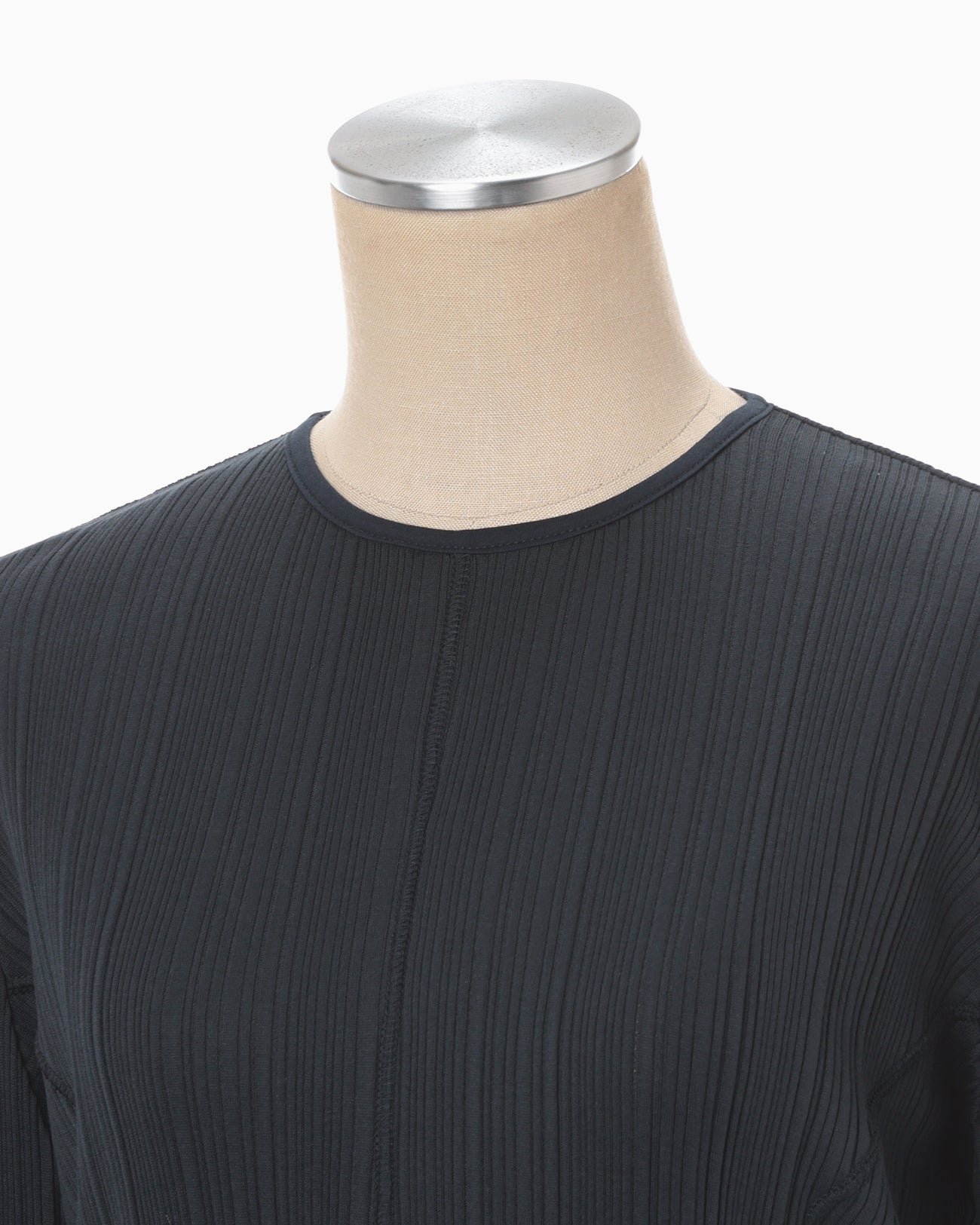 Random Ribbed Organic Cotton Long Sleeve Top - navy