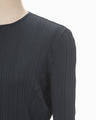 Random Ribbed Organic Cotton Long Sleeve Top - navy