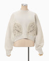 Cording Embroidery Cropped Sweatshirt - ecru