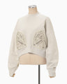 Cording Embroidery Cropped Sweatshirt - ecru