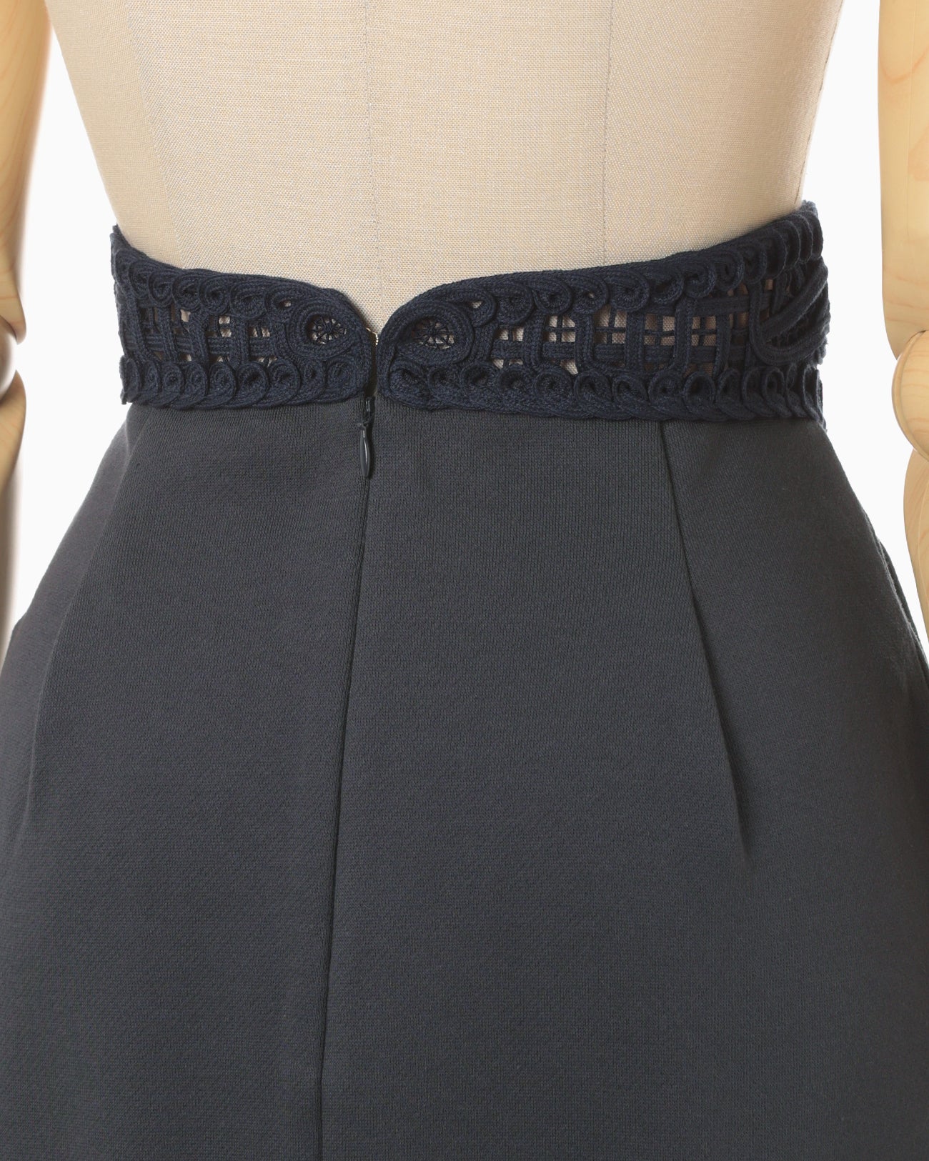 Cording Embroidery Sweat Skirt - navy