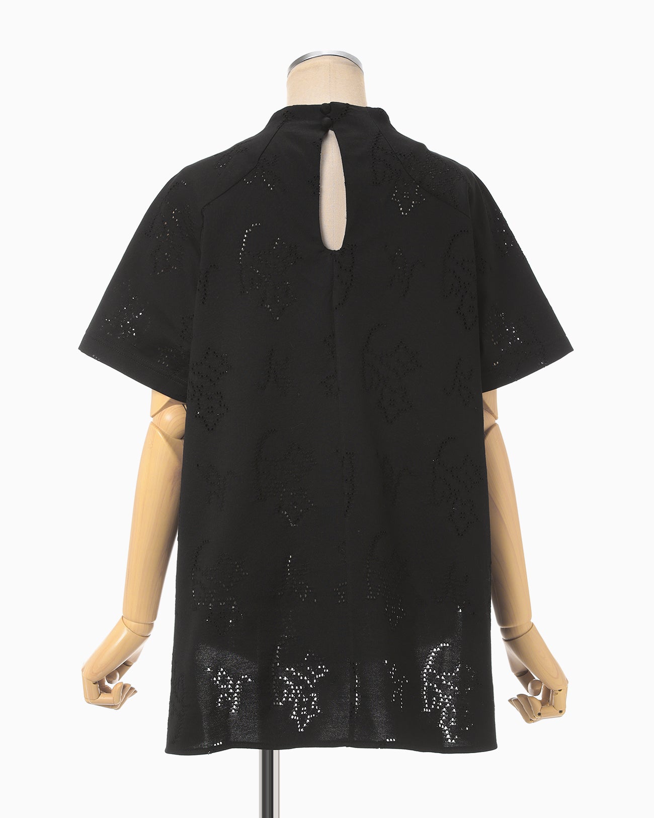 Eyelet Jersey Jacquard Top - black