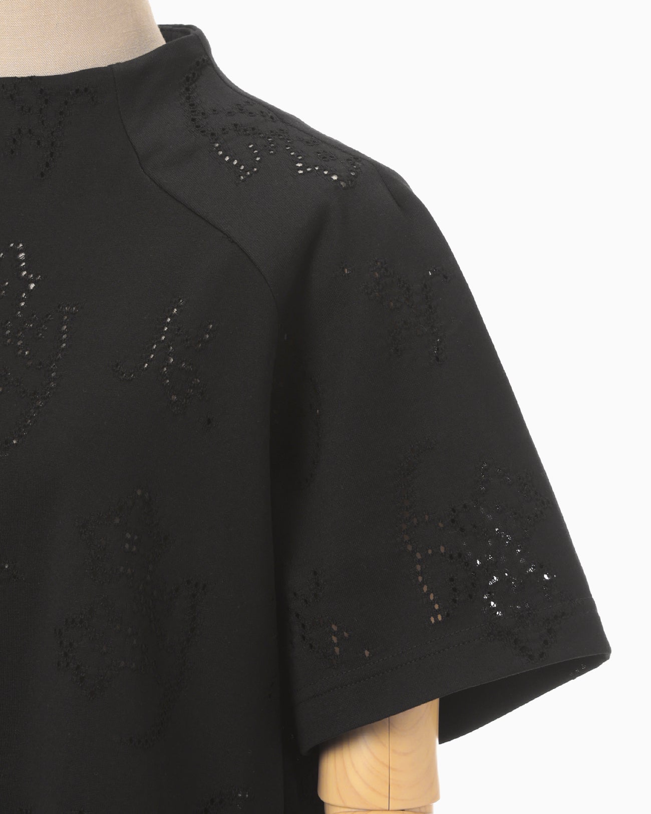 Eyelet Jersey Jacquard Top - black